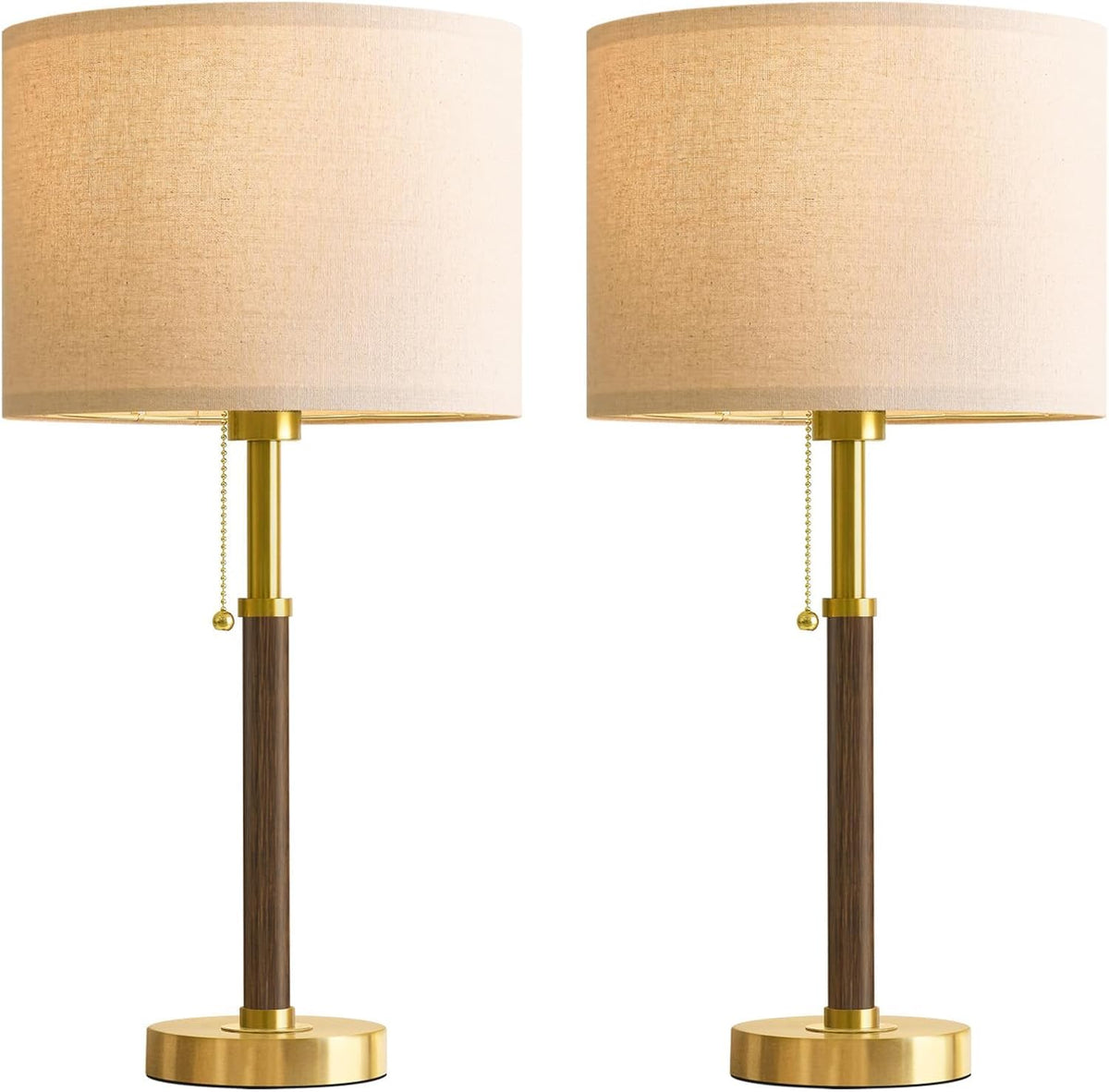 22" Wood Table Lamps Mid Century Modern Lamp for Bedroom Living Room