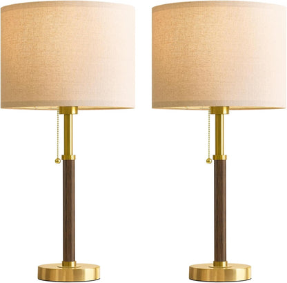 22" Wood Table Lamps Mid Century Modern Lamp for Bedroom Living Room