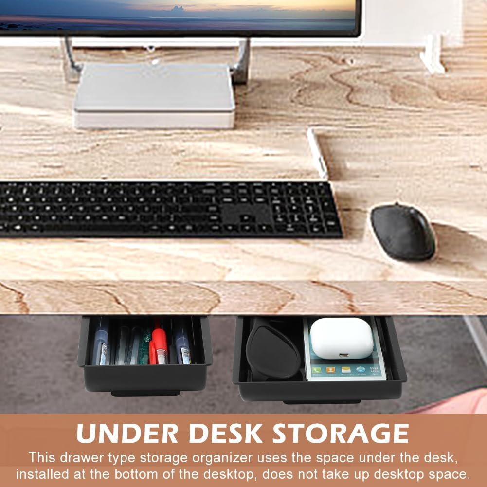 2 Pack Under Desk Drawer, Slide Out Drawer Attachment