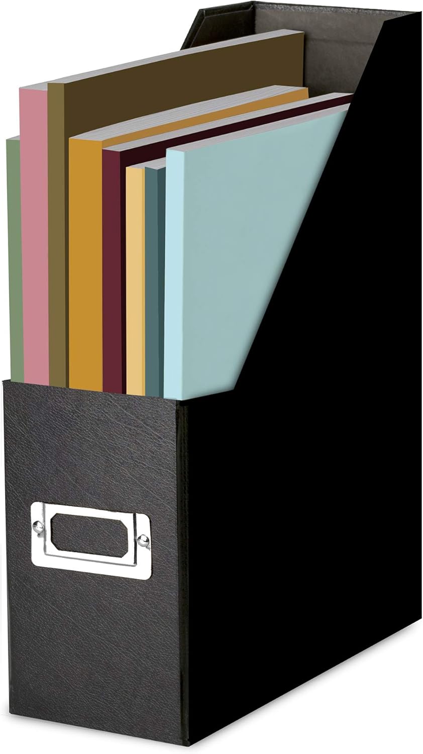 Fiberboard Magazine File with PVC Laminate, 12.25 x 3.88 x 9.75 Inches, Black (SNS01565)