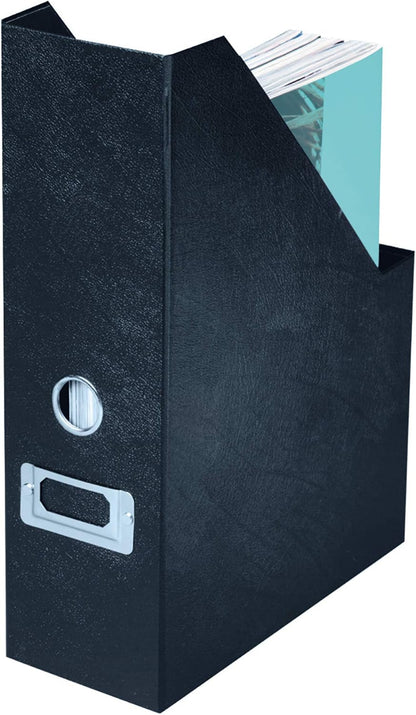 Fiberboard Magazine File with PVC Laminate, 12.25 x 3.88 x 9.75 Inches, Black (SNS01565)
