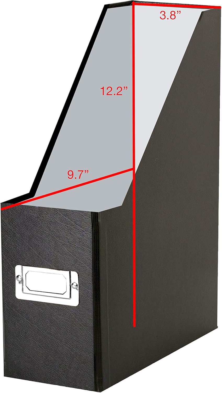 Fiberboard Magazine File with PVC Laminate, 12.25 x 3.88 x 9.75 Inches, Black (SNS01565)