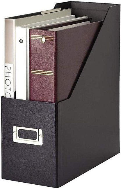 Fiberboard Magazine File with PVC Laminate, 12.25 x 3.88 x 9.75 Inches, Black (SNS01565)