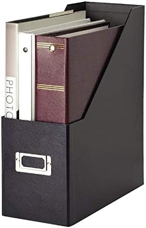 Fiberboard Magazine File with PVC Laminate, 12.25 x 3.88 x 9.75 Inches, Black (SNS01565)