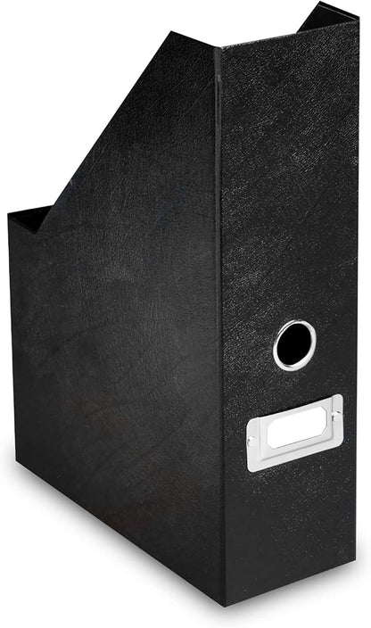 Fiberboard Magazine File with PVC Laminate, 12.25 x 3.88 x 9.75 Inches, Black (SNS01565)