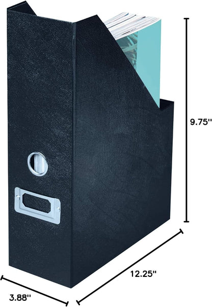 Fiberboard Magazine File with PVC Laminate, 12.25 x 3.88 x 9.75 Inches, Black (SNS01565)