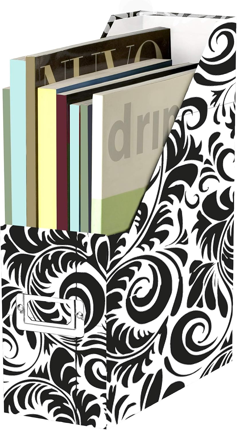 Fiberboard Magazine File with PVC Laminate, 12.25 x 3.88 x 9.75 Inches, Black (SNS01565)