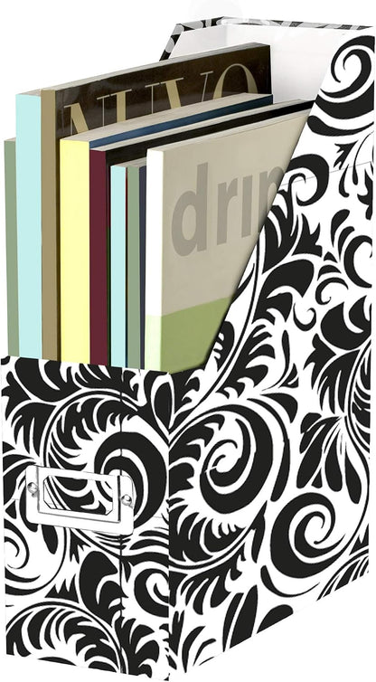 Fiberboard Magazine File with PVC Laminate, 12.25 x 3.88 x 9.75 Inches, Black (SNS01565)