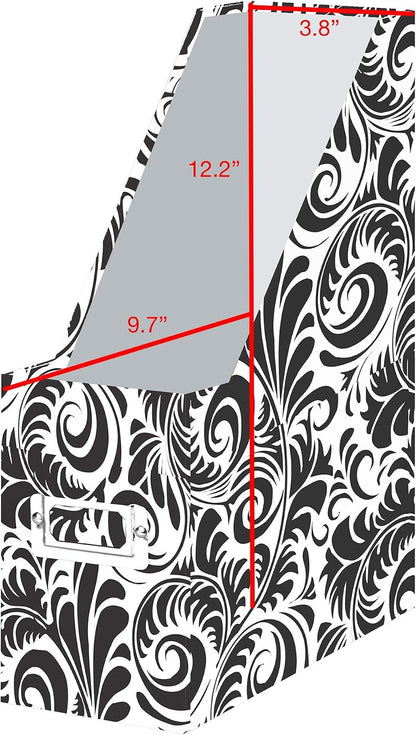 Fiberboard Magazine File with PVC Laminate, 12.25 x 3.88 x 9.75 Inches, Black (SNS01565)