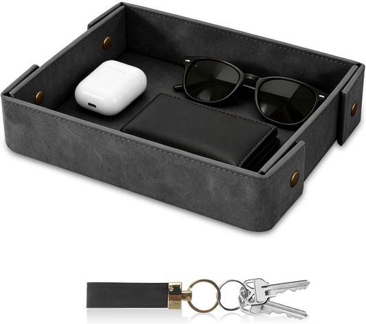 Valet Tray for Men Premium PU Leather Catchall Tray