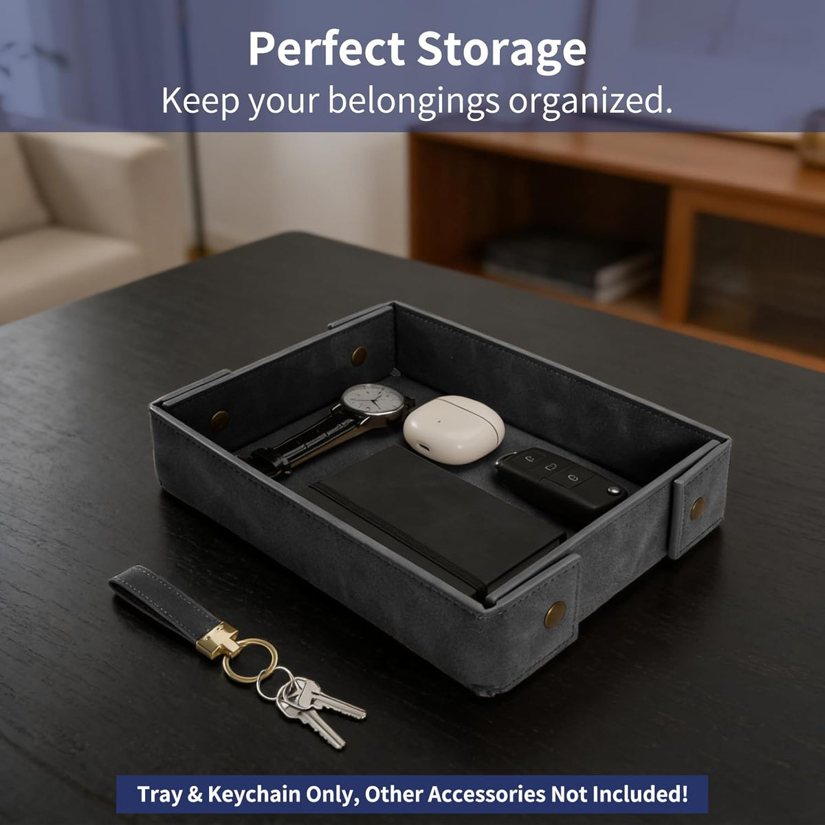 Valet Tray for Men Premium PU Leather Catchall Tray