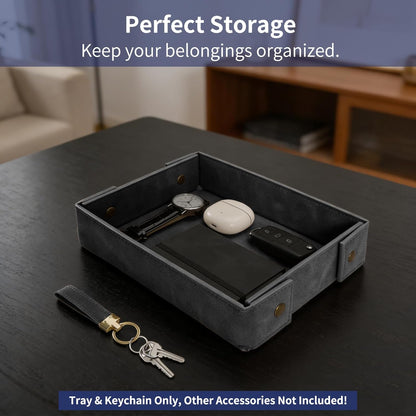 Valet Tray for Men Premium PU Leather Catchall Tray