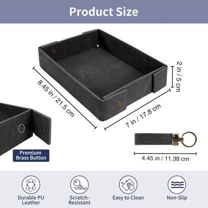 Valet Tray for Men Premium PU Leather Catchall Tray