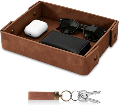Valet Tray for Men Premium PU Leather Catchall Tray