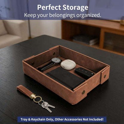 Valet Tray for Men Premium PU Leather Catchall Tray