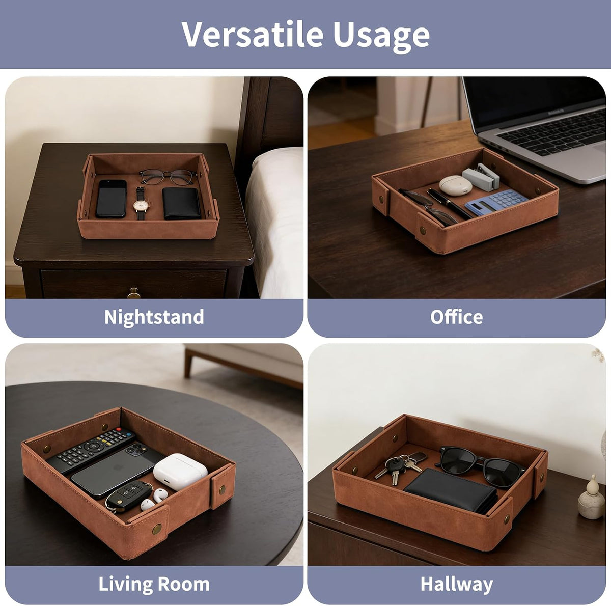 Valet Tray for Men Premium PU Leather Catchall Tray