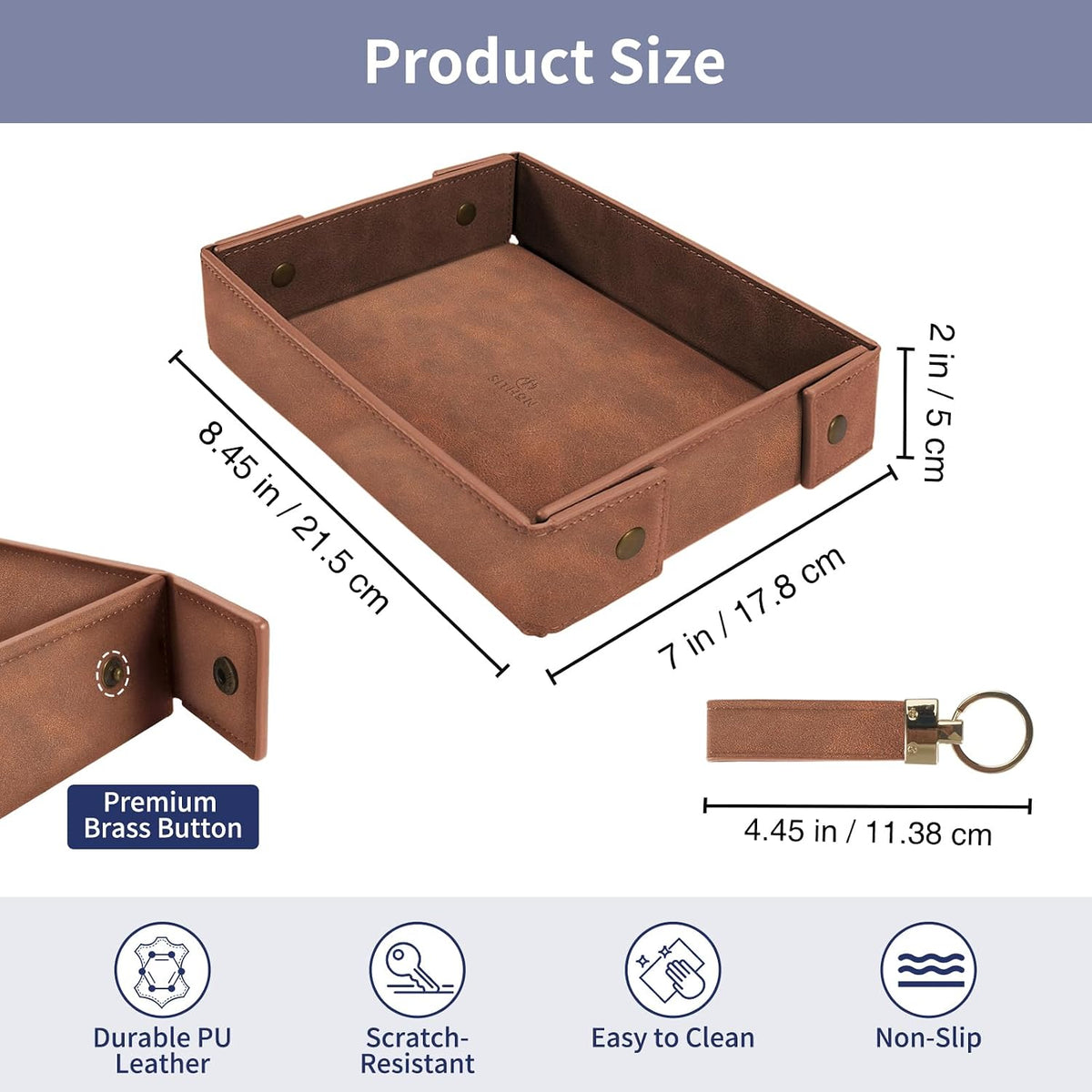 Valet Tray for Men Premium PU Leather Catchall Tray