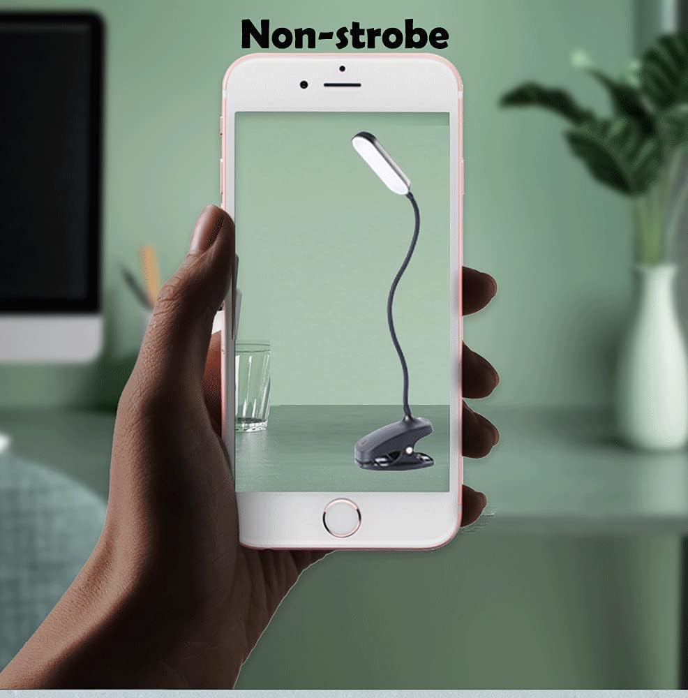 Desk Lamp Clip On Light-7W 2600mAH Flexible Gooseneck Battery Operated Rechargeable Reading Lamp with Clamp & Stepless Brightness for Desk,Piano,Bed Headboard and Computers