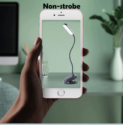 Desk Lamp Clip On Light-7W 2600mAH Flexible Gooseneck Battery Operated Rechargeable Reading Lamp with Clamp & Stepless Brightness for Desk,Piano,Bed Headboard and Computers