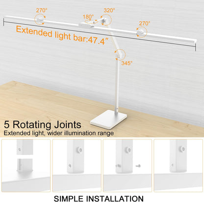 36W 3000LM Ultra Bright Architect Desk Lamp with Base, 47.4Inches Wide Tall Overhead Desk Light for Home Office, Dimmable Table Light with Remote for Desktop Working,Drafting,Reading