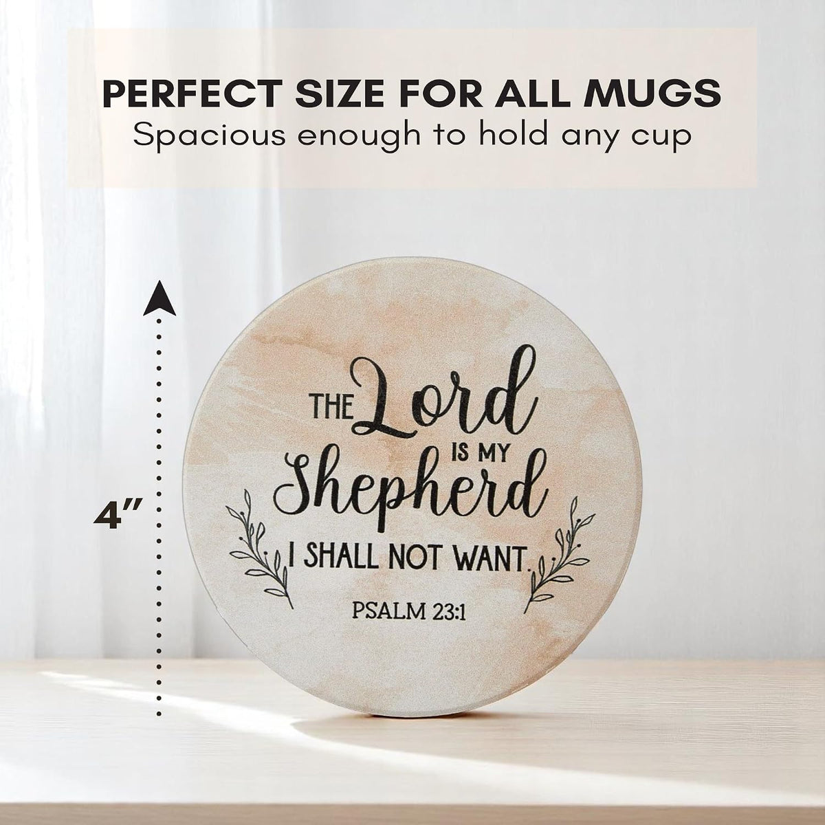 Christian Coasters Set of 6 with Holder, Absorbent Ceramic Faith Gift