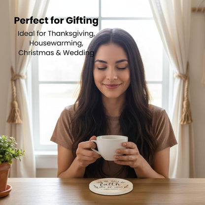 Christian Coasters Set of 6 with Holder, Absorbent Ceramic Faith Gift