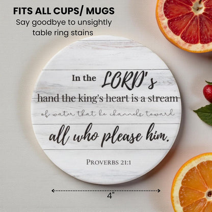 Christian Coasters Set of 6 with Holder, Absorbent Ceramic Faith Gift