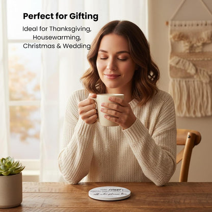 Christian Coasters Set of 6 with Holder, Absorbent Ceramic Faith Gift