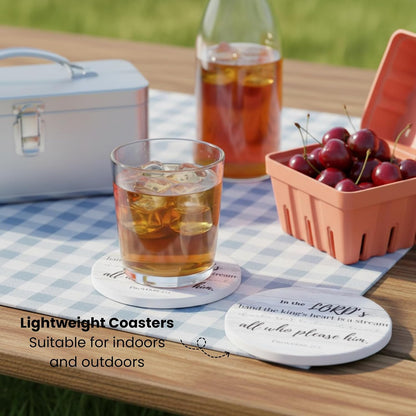 Christian Coasters Set of 6 with Holder, Absorbent Ceramic Faith Gift