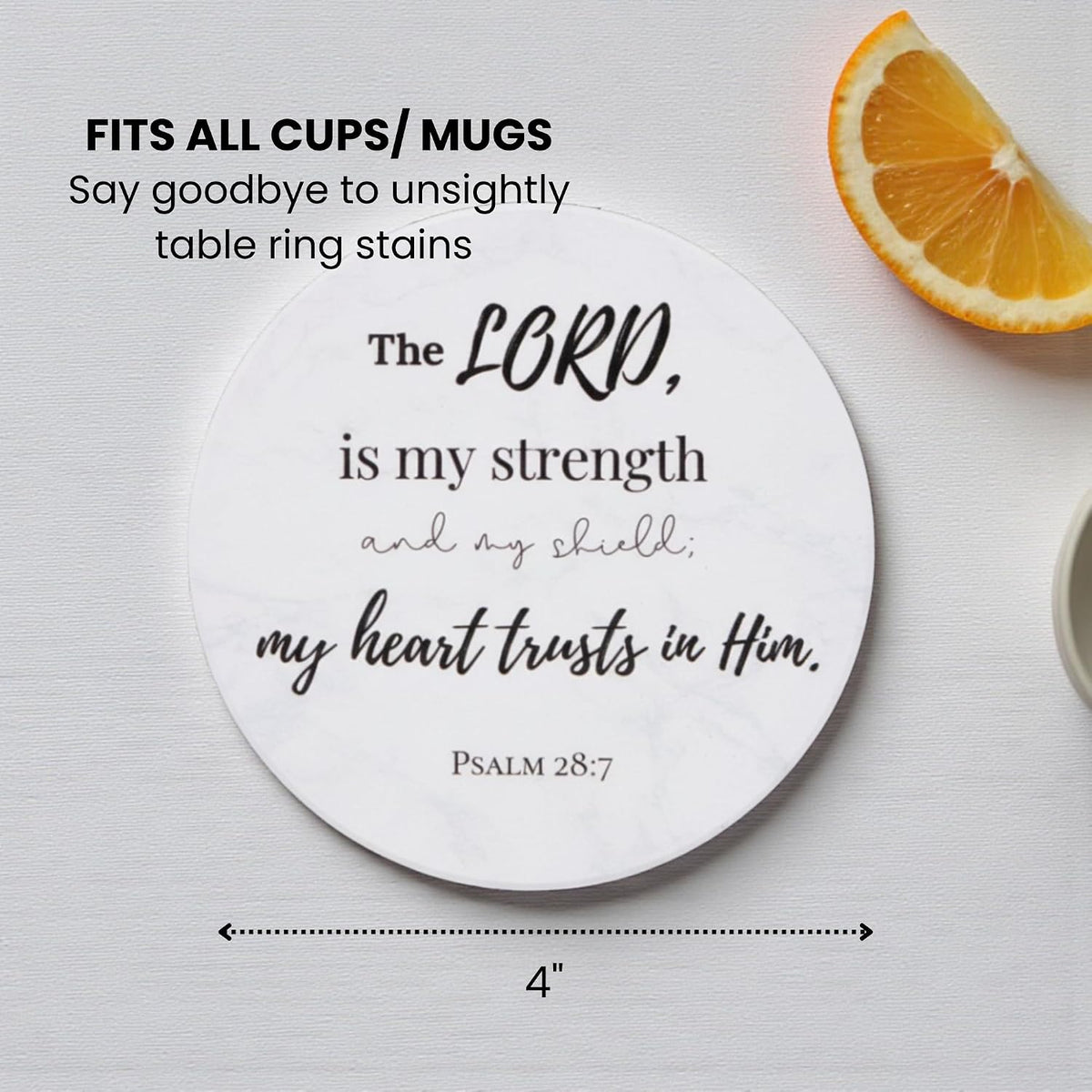 Christian Coasters Set of 6 with Holder, Absorbent Ceramic Faith Gift