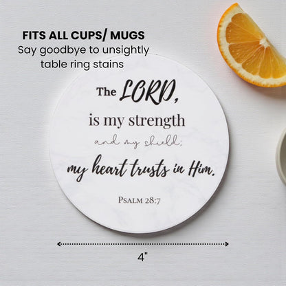 Christian Coasters Set of 6 with Holder, Absorbent Ceramic Faith Gift
