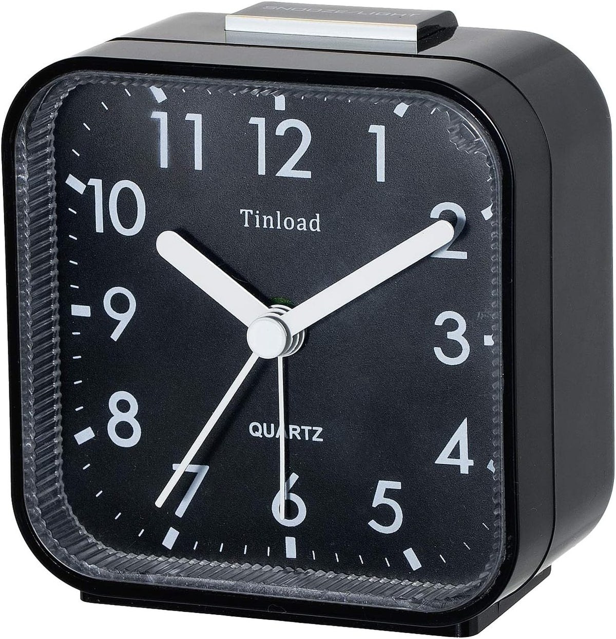Small Battery Operated Analog Travel Alarm Clock Silent Non Ticking, Gentle Wake, Ascending Beep Sounds, Snooze,Lighted on Demand, Easy Set(Black)