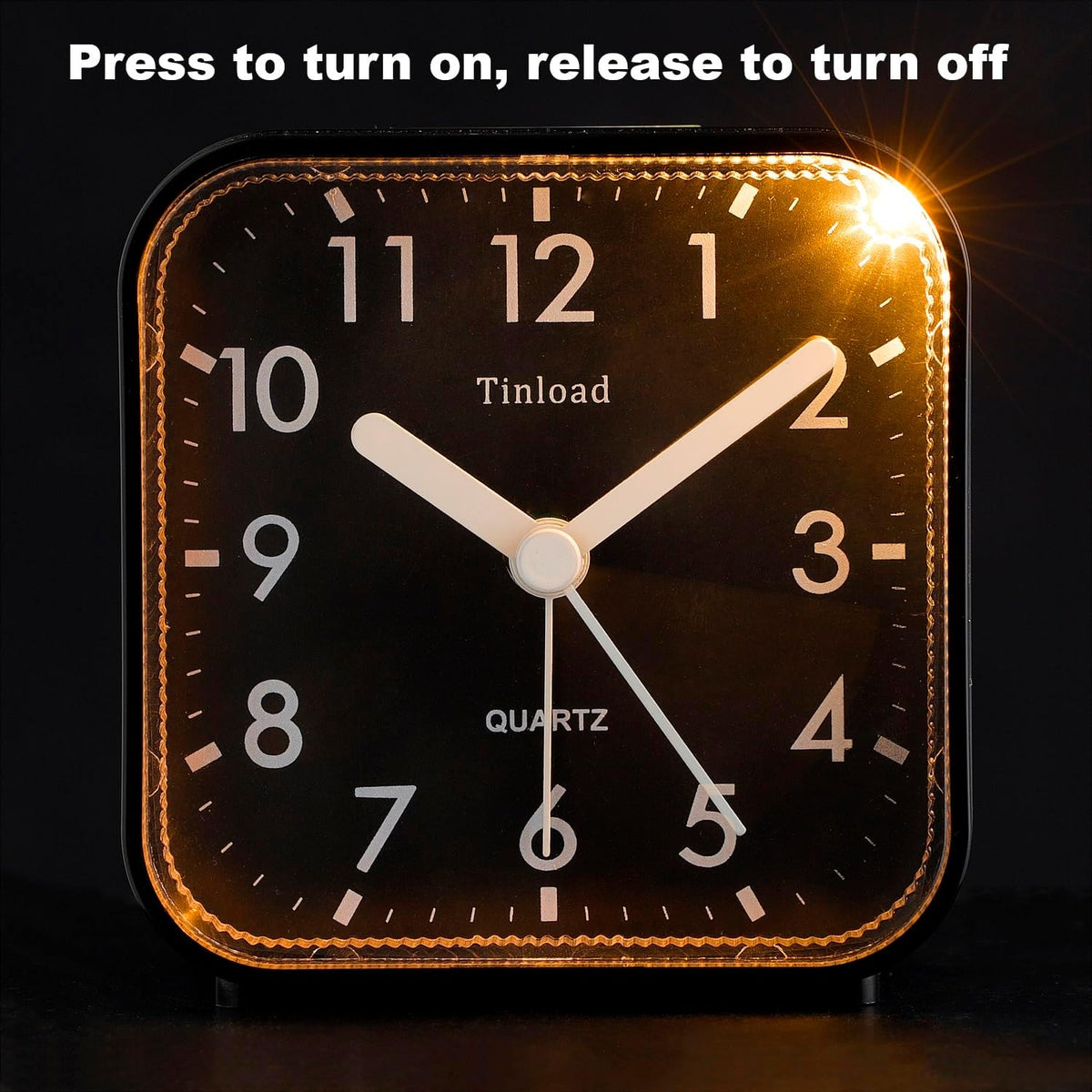 Small Battery Operated Analog Travel Alarm Clock Silent Non Ticking, Gentle Wake, Ascending Beep Sounds, Snooze,Lighted on Demand, Easy Set(Black)