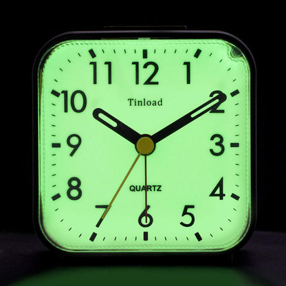 Small Battery Operated Analog Travel Alarm Clock Silent Non Ticking, Gentle Wake, Ascending Beep Sounds, Snooze,Lighted on Demand, Easy Set(Black)