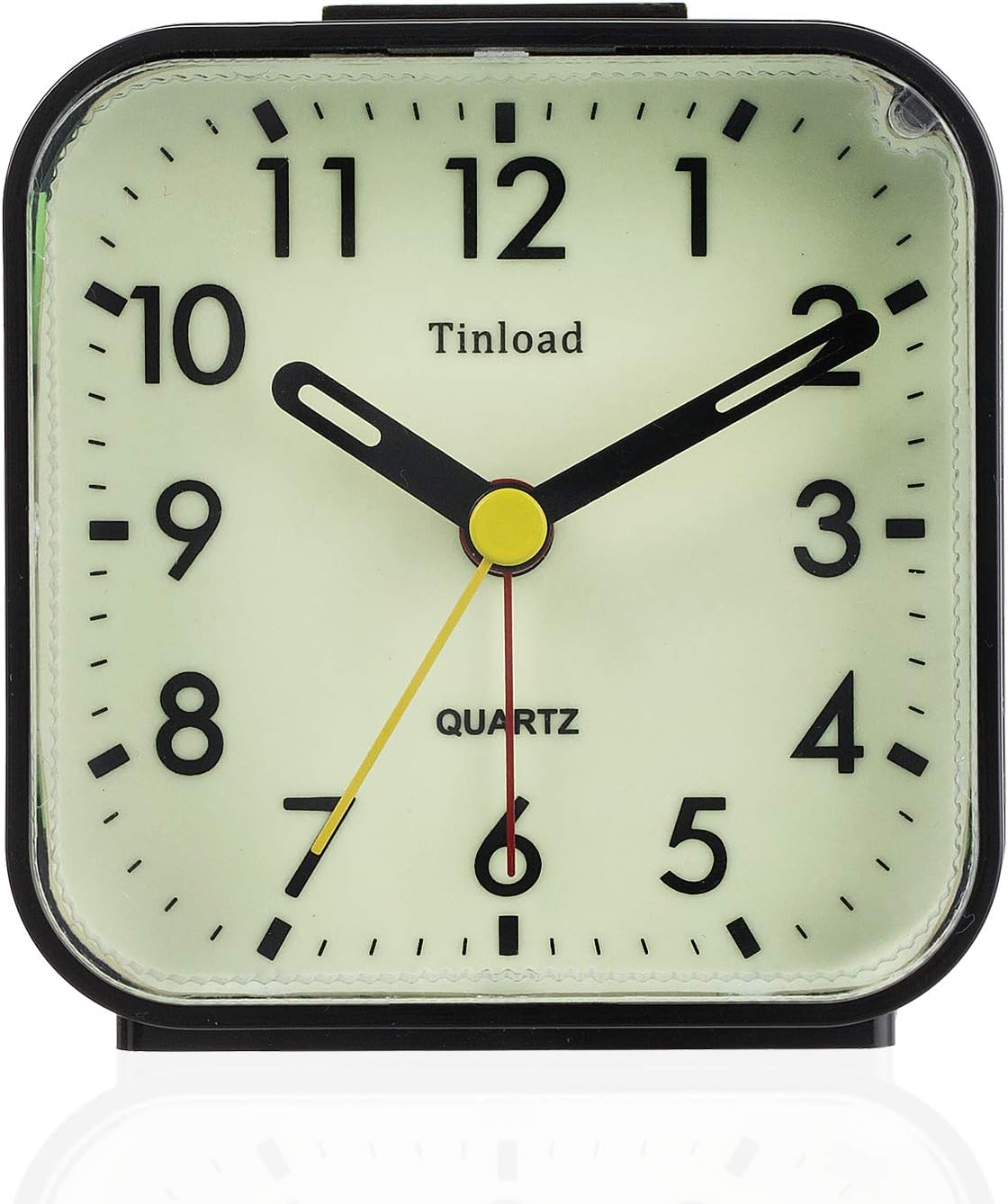 Small Battery Operated Analog Travel Alarm Clock Silent Non Ticking, Gentle Wake, Ascending Beep Sounds, Snooze,Lighted on Demand, Easy Set(Black)