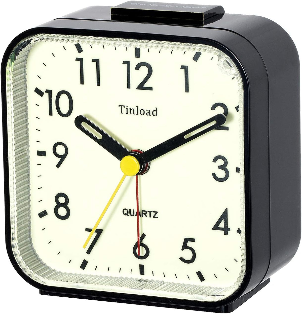 Small Battery Operated Analog Travel Alarm Clock Silent Non Ticking, Gentle Wake, Ascending Beep Sounds, Snooze,Lighted on Demand, Easy Set(Black)