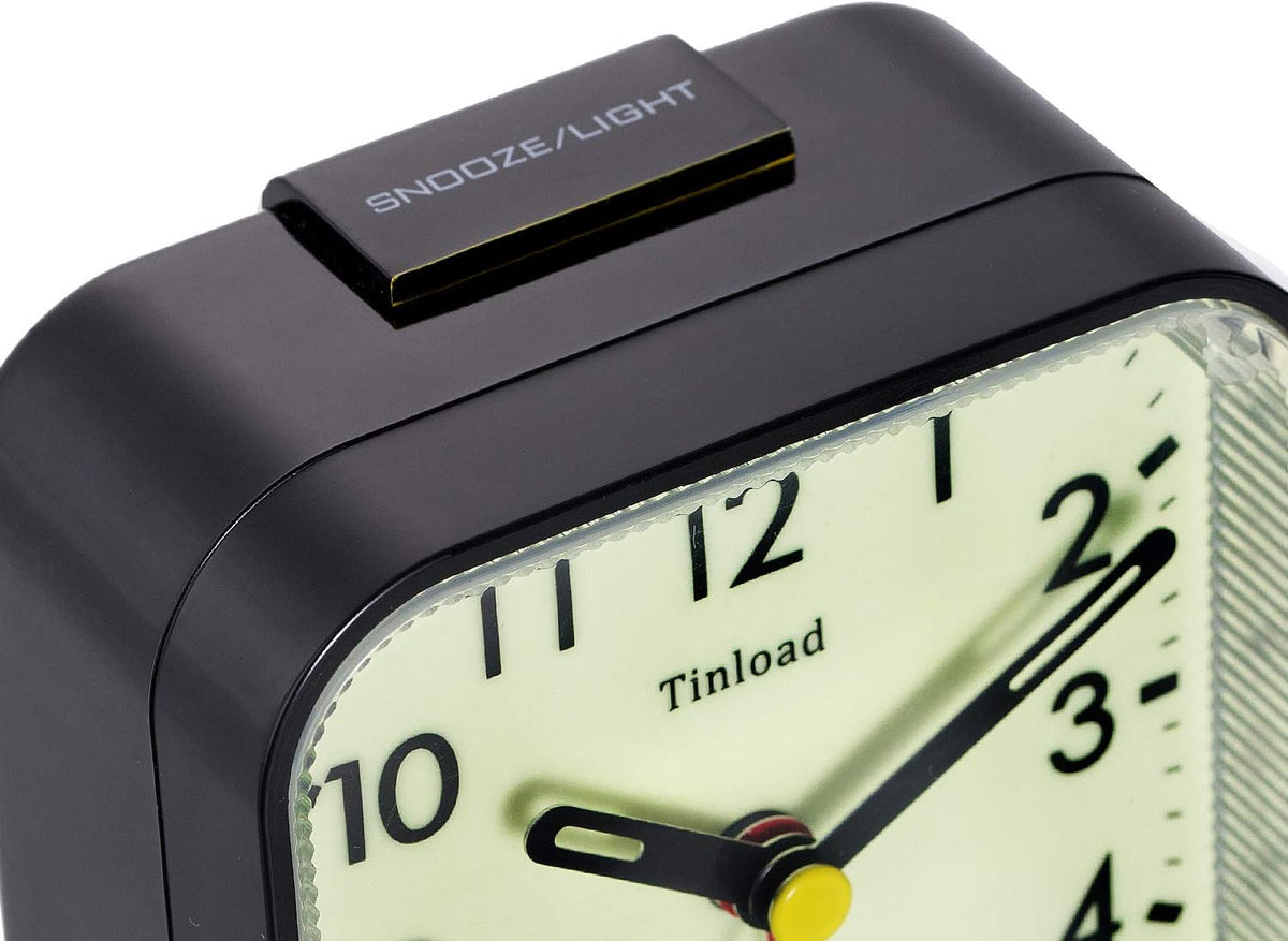 Small Battery Operated Analog Travel Alarm Clock Silent Non Ticking, Gentle Wake, Ascending Beep Sounds, Snooze,Lighted on Demand, Easy Set(Black)