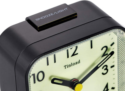 Small Battery Operated Analog Travel Alarm Clock Silent Non Ticking, Gentle Wake, Ascending Beep Sounds, Snooze,Lighted on Demand, Easy Set(Black)