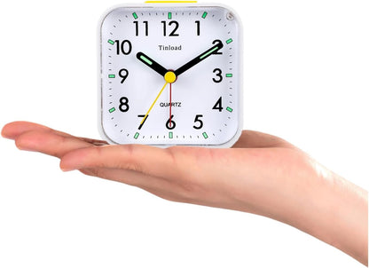 Small Battery Operated Analog Travel Alarm Clock Silent Non Ticking, Gentle Wake, Ascending Beep Sounds, Snooze,Lighted on Demand, Easy Set(Black)