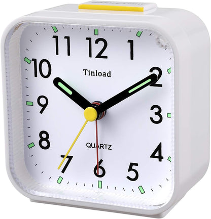 Small Battery Operated Analog Travel Alarm Clock Silent Non Ticking, Gentle Wake, Ascending Beep Sounds, Snooze,Lighted on Demand, Easy Set(Black)
