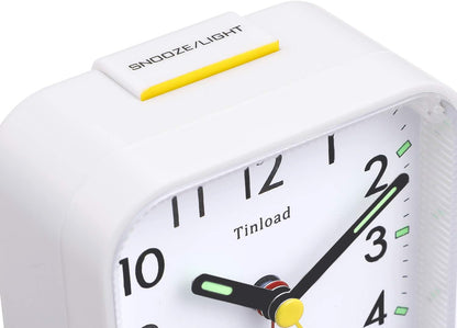Small Battery Operated Analog Travel Alarm Clock Silent Non Ticking, Gentle Wake, Ascending Beep Sounds, Snooze,Lighted on Demand, Easy Set(Black)