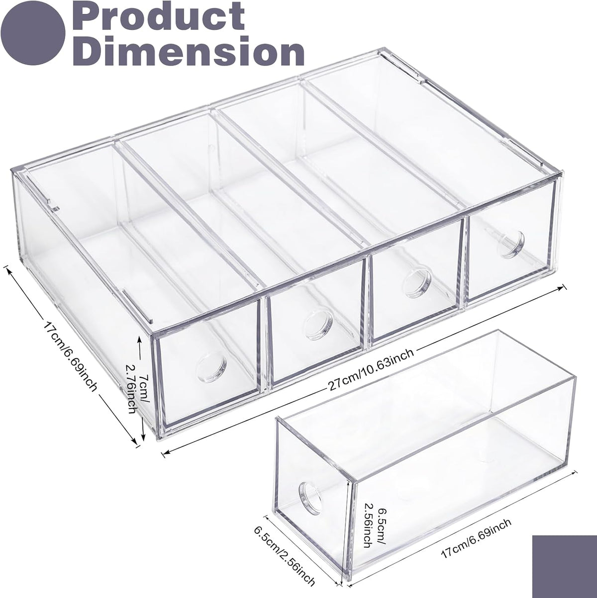 Desk Organizer with 4 Drawers, Stackable Desktop Storage Box
