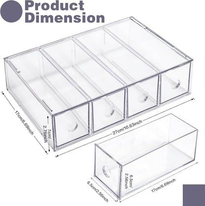 Desk Organizer with 4 Drawers, Stackable Desktop Storage Box