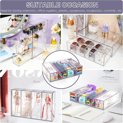 Desk Organizer with 4 Drawers, Stackable Desktop Storage Box