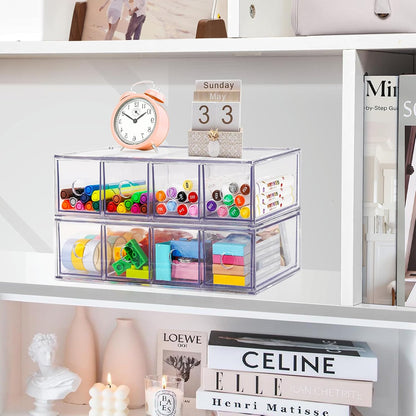 Desk Organizer with 4 Drawers, Stackable Desktop Storage Box