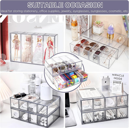 Desk Organizer with 4 Drawers, Stackable Desktop Storage Box