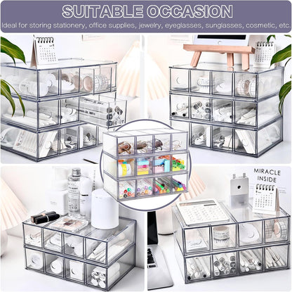 Desk Organizer with 4 Drawers, Stackable Desktop Storage Box