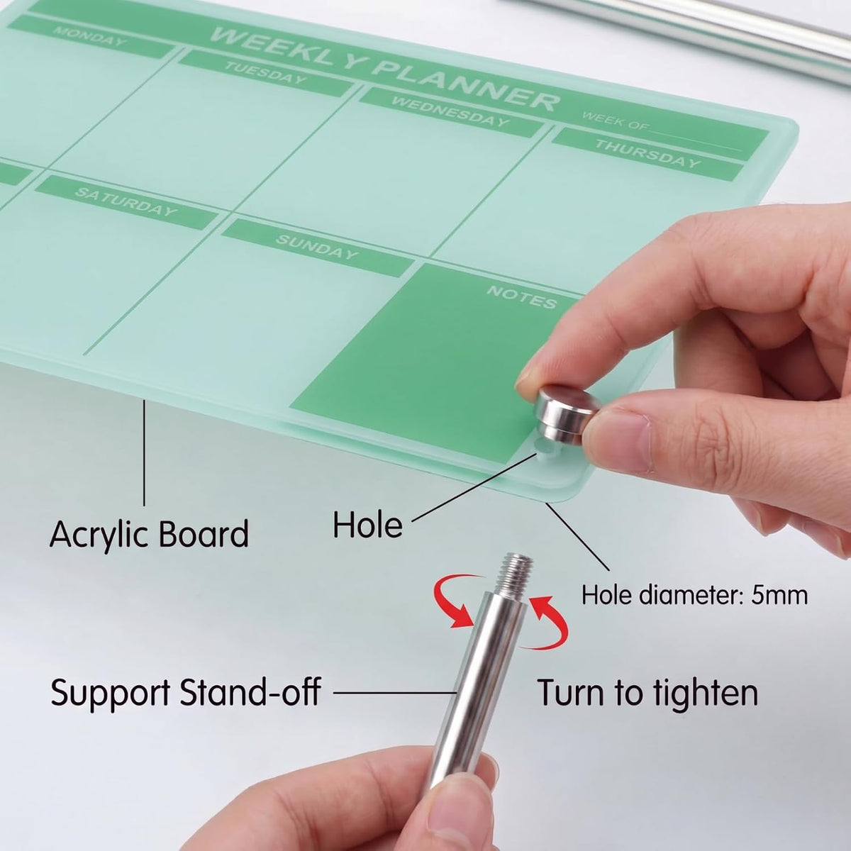 Desktop Weekly Planner Board, Sage Green