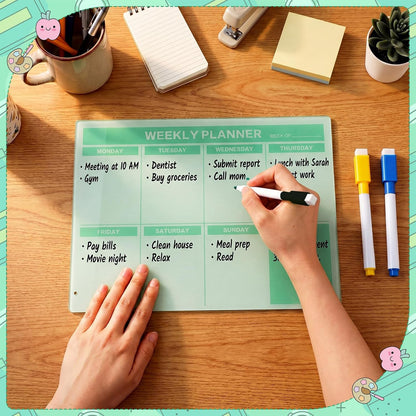 Desktop Weekly Planner Board, Sage Green