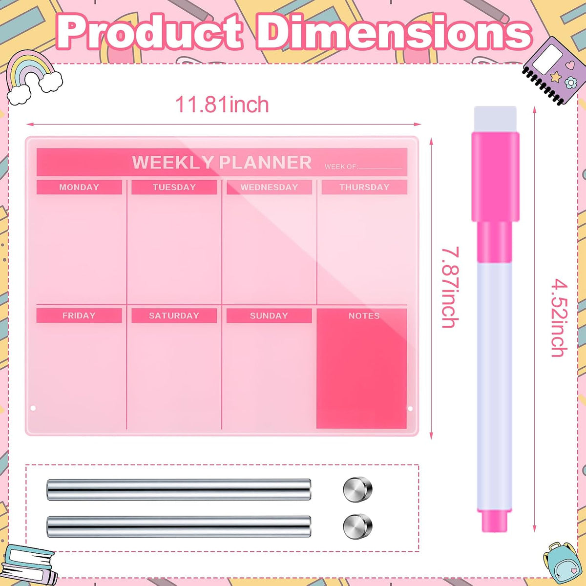 Desktop Weekly Planner Board, Sage Green